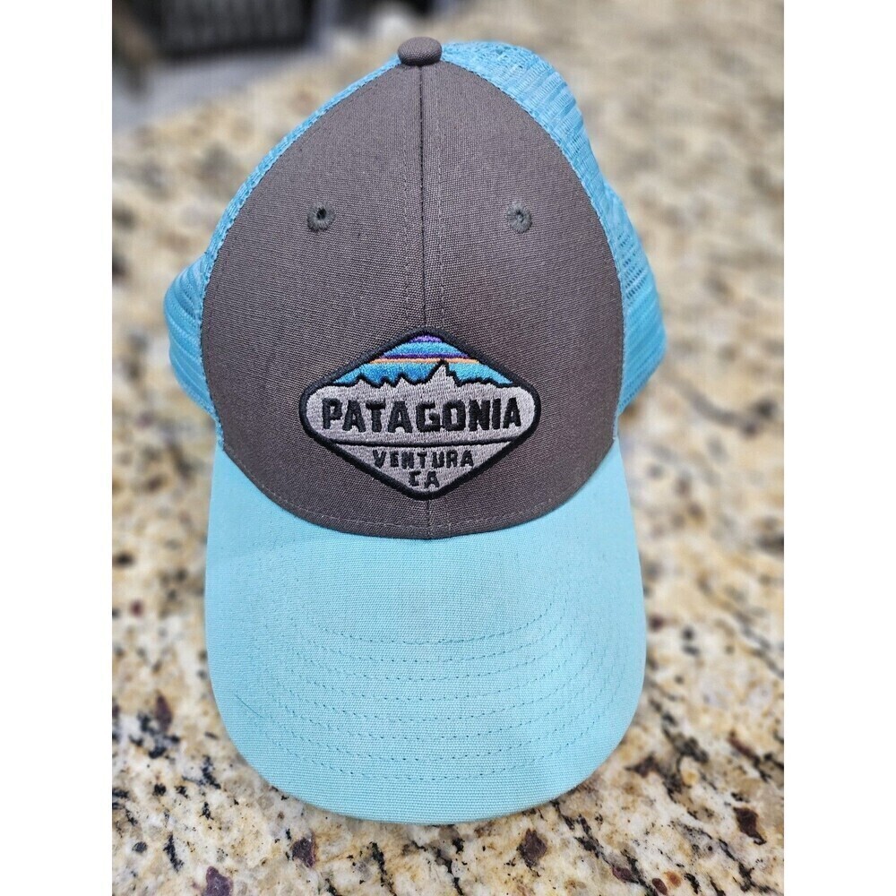 Patagonia Hat Cap Snap Back Gray Blue Trucker Mesh Patch Mens Ventura CA.